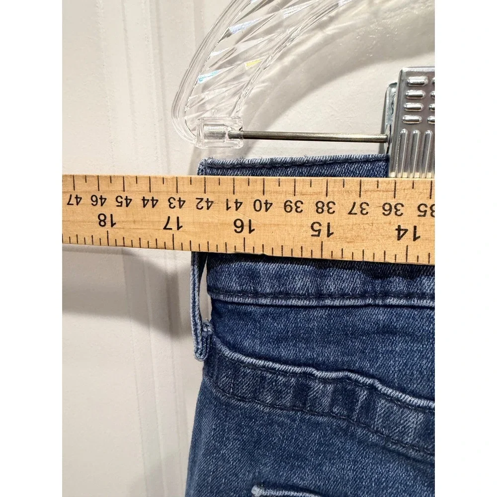 True Religion Mens Ricky Straight Leg Jeans Raw Hem Offset Blue Size 32